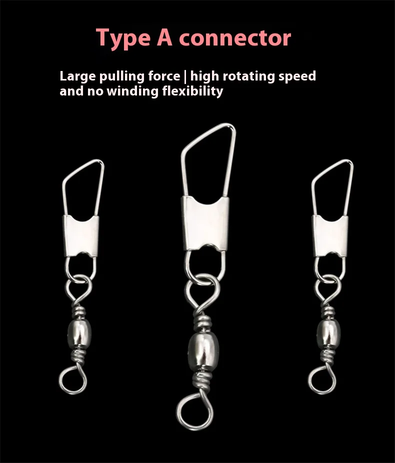 12 Größe 50 teile/paket Wirbel Angeln Stecker Pin Lager Rollwirbel Snap Fastlock Clips Angelhaken Angelgerät Zubehör – Detail 3