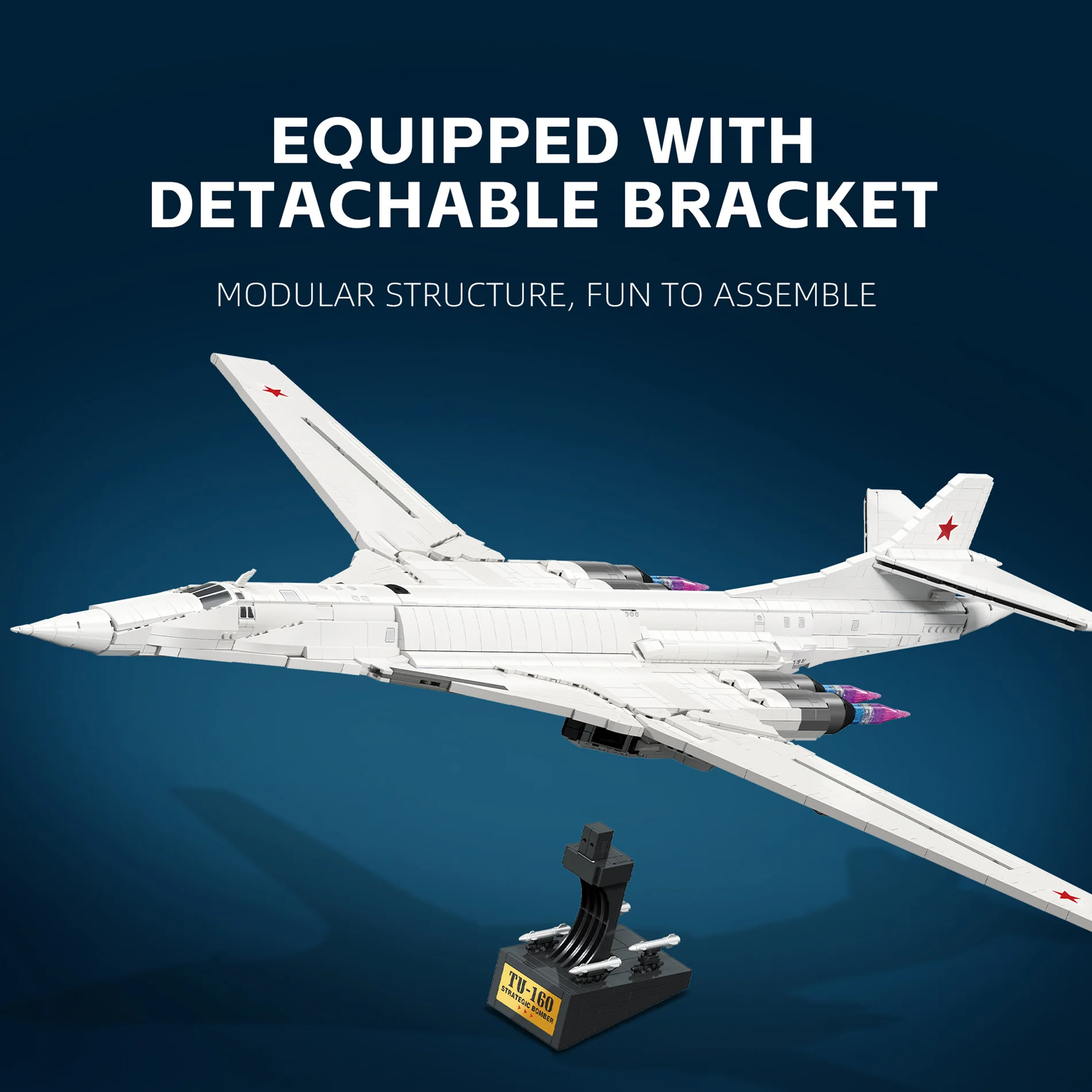 Componentes de iluminação TU-160 conjunto de blocos de construção de bombardeiro militar, ornamento de modelo de avião, brinquedo de montagem, presente de aniversário para adultos