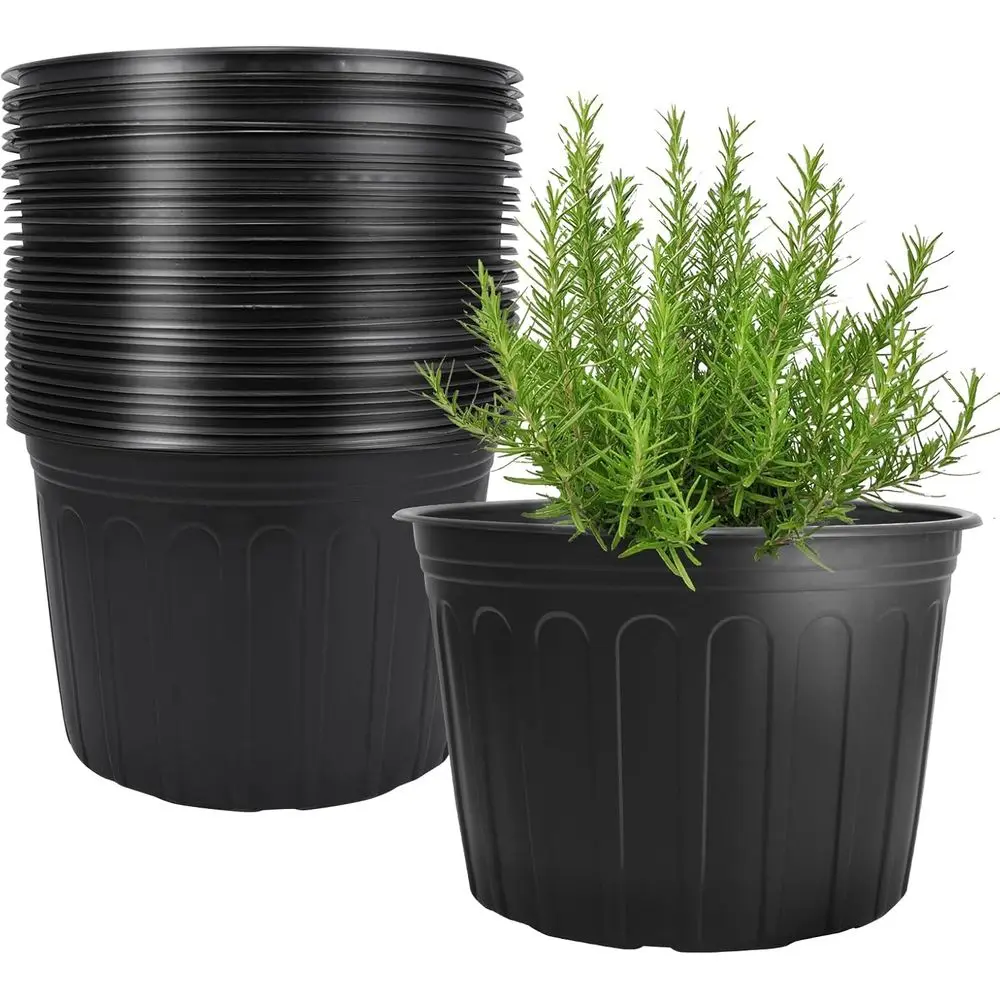30 Pack 5 Gallon Thickened Plastic Nursery Pots with Drainage Holes for Seedlings and Garden Use