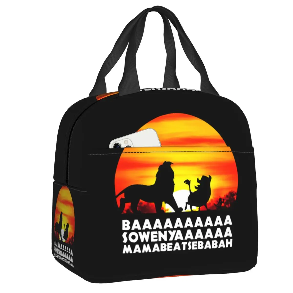 

Custom Cartoon The Lion King Insulated Lunch Box Women Portable Warm Cooler Thermal Lunch Bag Picnic Food Container Tote Bags