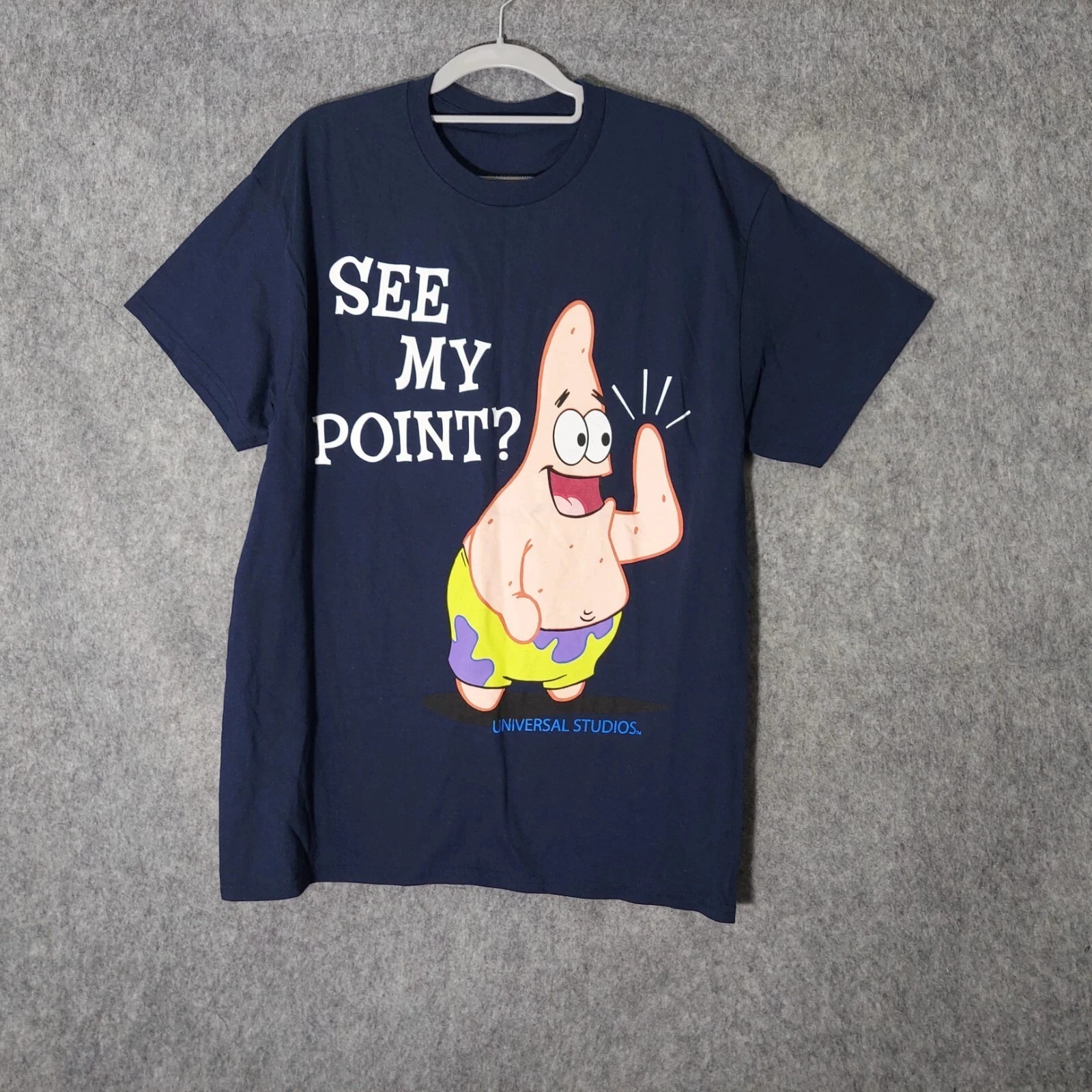 

Patrick Star SEE MY POINT Fun Print Pattern Summer New Fashion Trend Harajuku Y2K Unisex Navy Blue