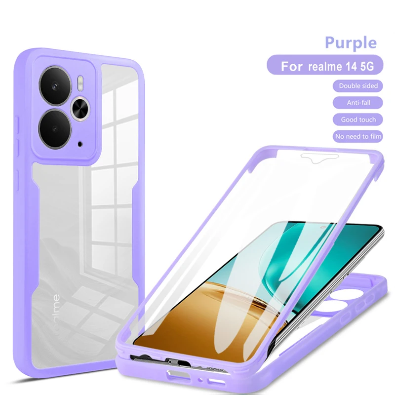 Realme 14 5G RMX5070 Case Shockproof Clear 360 Full Protection Double Sides Soft Phone Cover for Realme 14 Realme14 5G RMX5070
