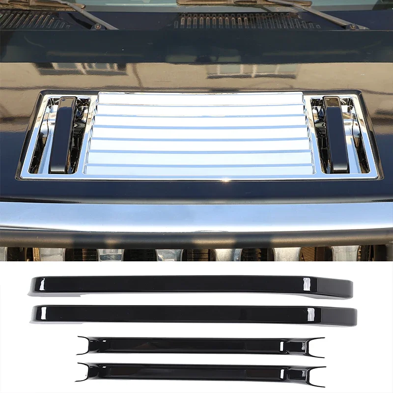 

ABS Chrome/Black For Hummer H2 2003-2009 Hood Deck Vent Panel Handle Covers Trim Car Modification Accessories