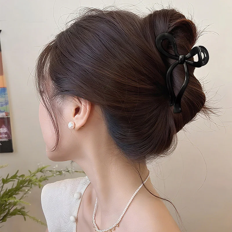 여성용 부드러운 실리콘 리본 헤어 클립 심플하고 우아한 샤크 클립 패션 소녀 포니테일 클립 헤어 클램프