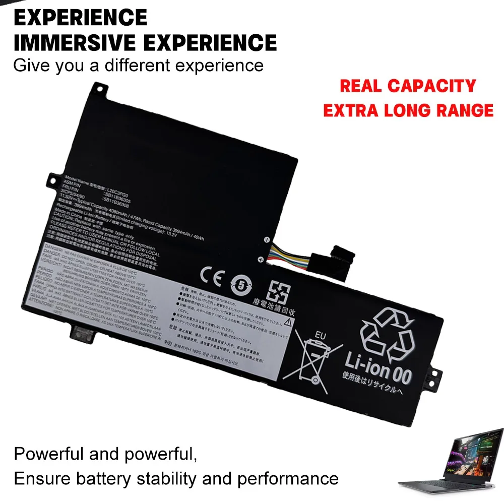 11.52V 47Wh 4080mAh L20C3PG0 L20D3PG2 L20M3PG3 Battery for Lenovo 100E/300E/500E Chromebook Gen 3 82J9 82JC Flex 3 Chrome 11M836