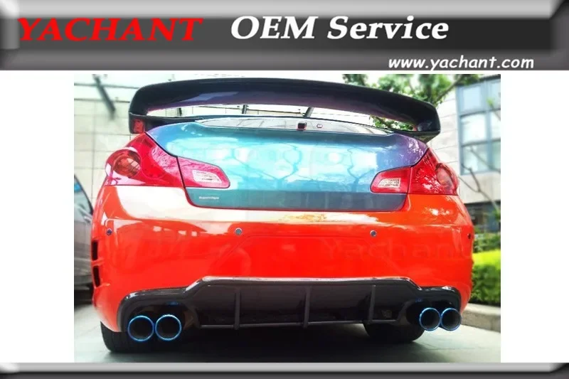 Fiber Glass Rear Bumper with Rear Diffuser Quad Exhaust Fit For 07-15 V36 G25 G35 G37 Q40 4D Sedan Elite II Style Rear Bumper