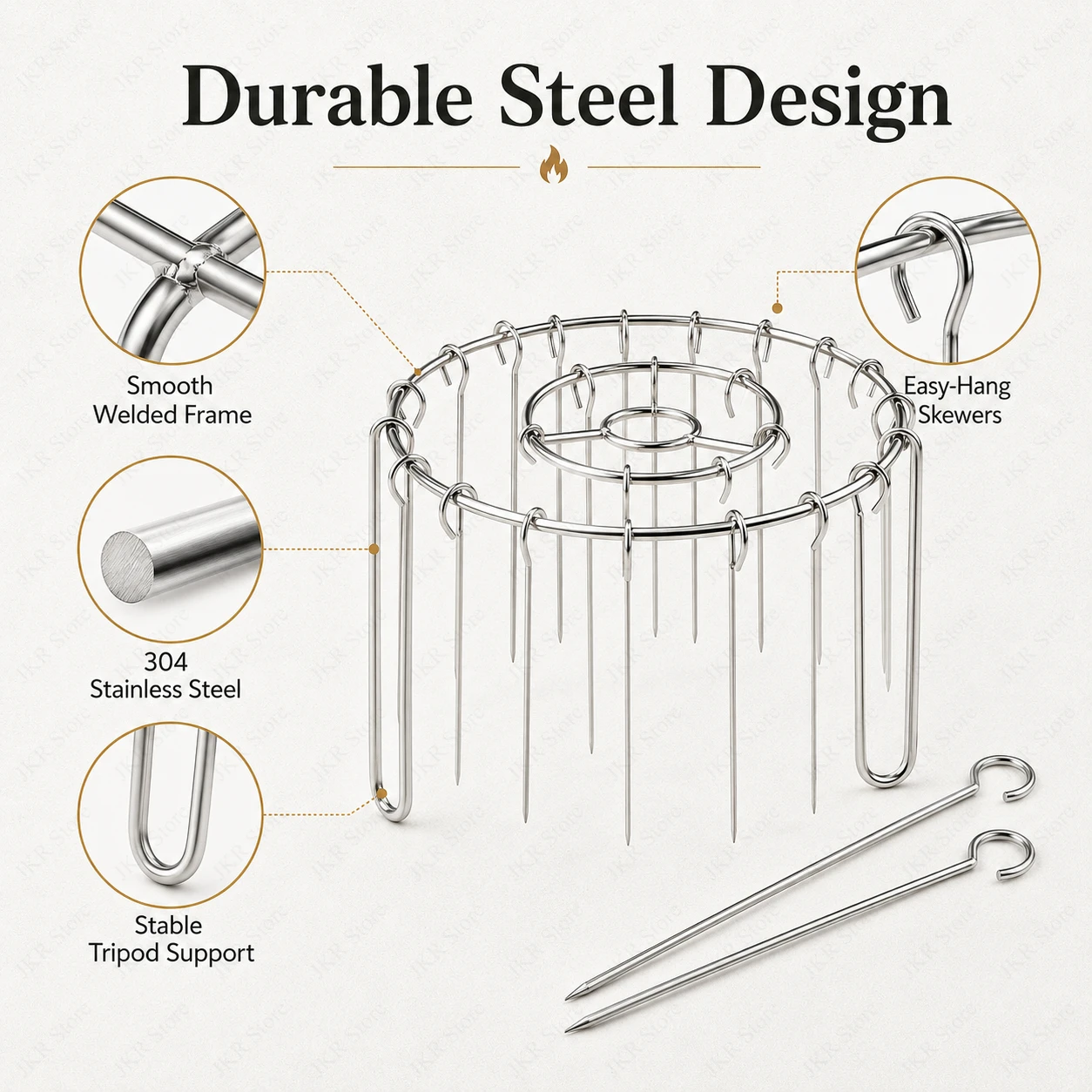 Stainless Steel Hanging Skewer Rack Vertical BBQ Grill Stand Round Barbecue Holder for Air Fryer Meat Vegetable Cooking view 5
