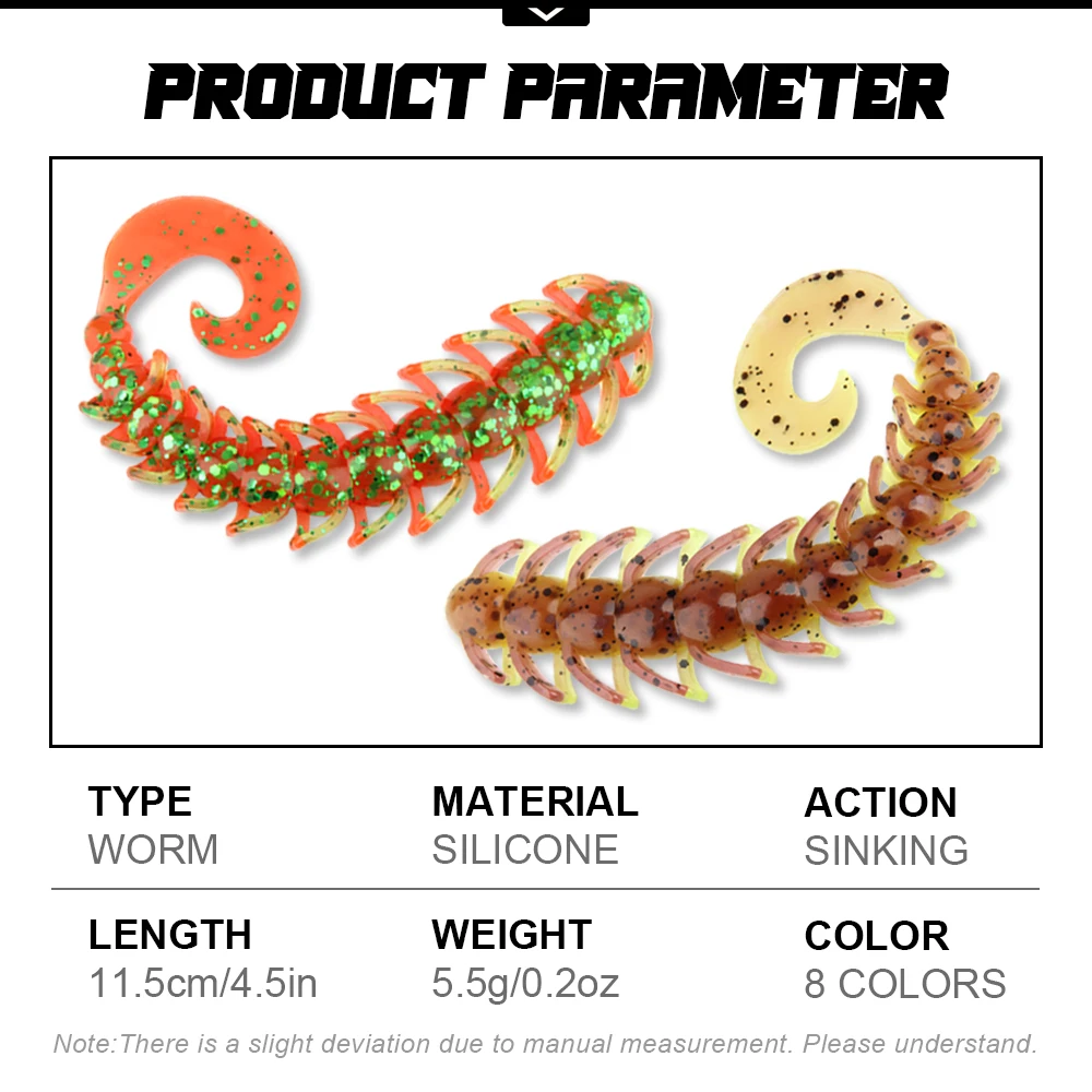 Spinpoler لينة Bugsy الصيد إغراء Wriggler نوع البلاستيك مع الساقين دودة الطعم 11.5 سنتيمتر مزدوجة اللون سويم المطاط شاد Pesca