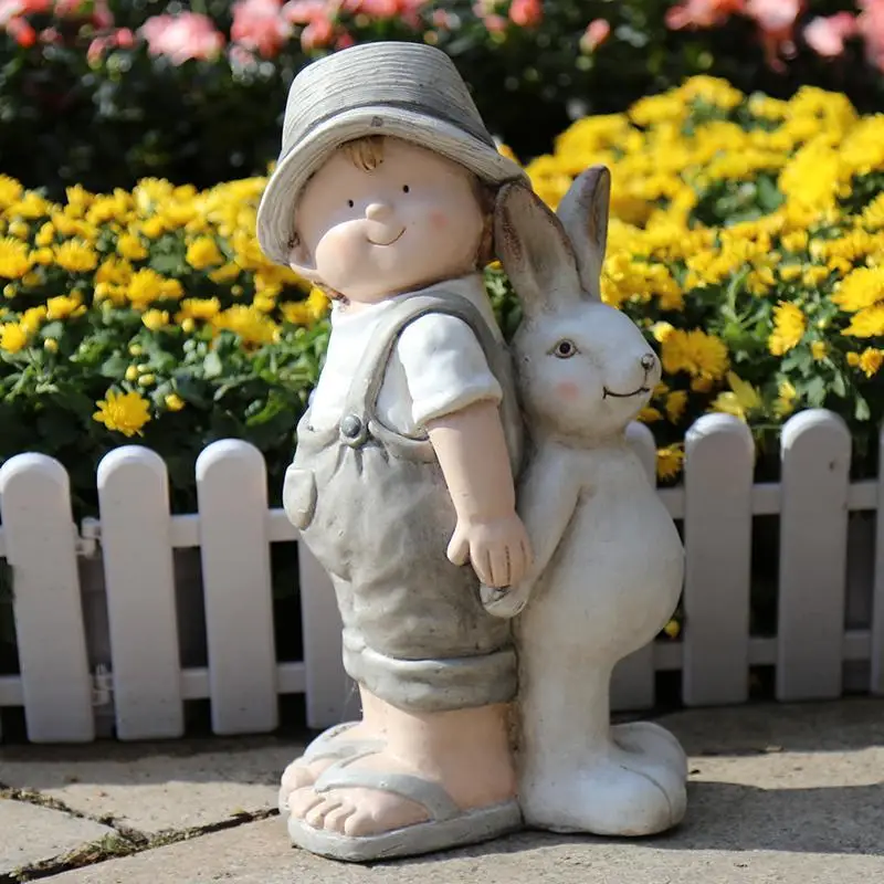 Garden, Living Room, Decoration, Courtyard, Creative, Outdoor, Gardening, Ornaments, Resins, Crafts, Rabbits, Crafts