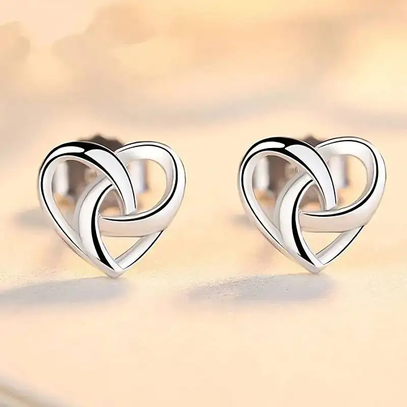 Huitan Vielseitige Damen-Ohrstecker mit Kreuz-Design, herzförmig, schlichter Stil, für den Alltag, Hochzeit, Accessoires, trendiger Metall-Partyschmuck