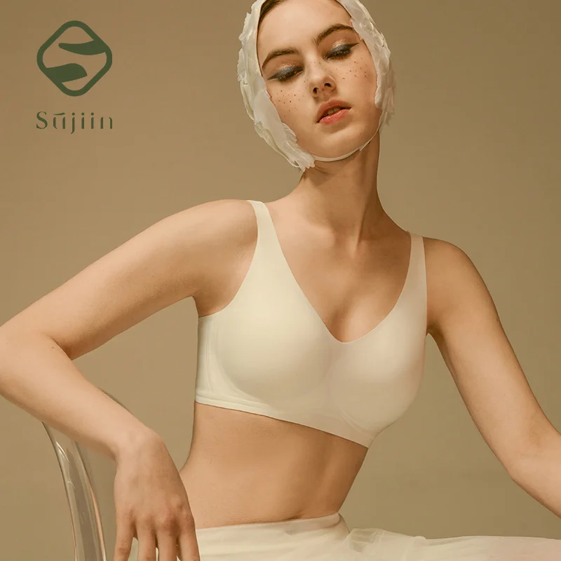 SUJIIN Plus Size Bras for Women Seamless Push Up Padded Bralettes Big Breasts Woman Wireless Supportive Plunge Large Size Bra