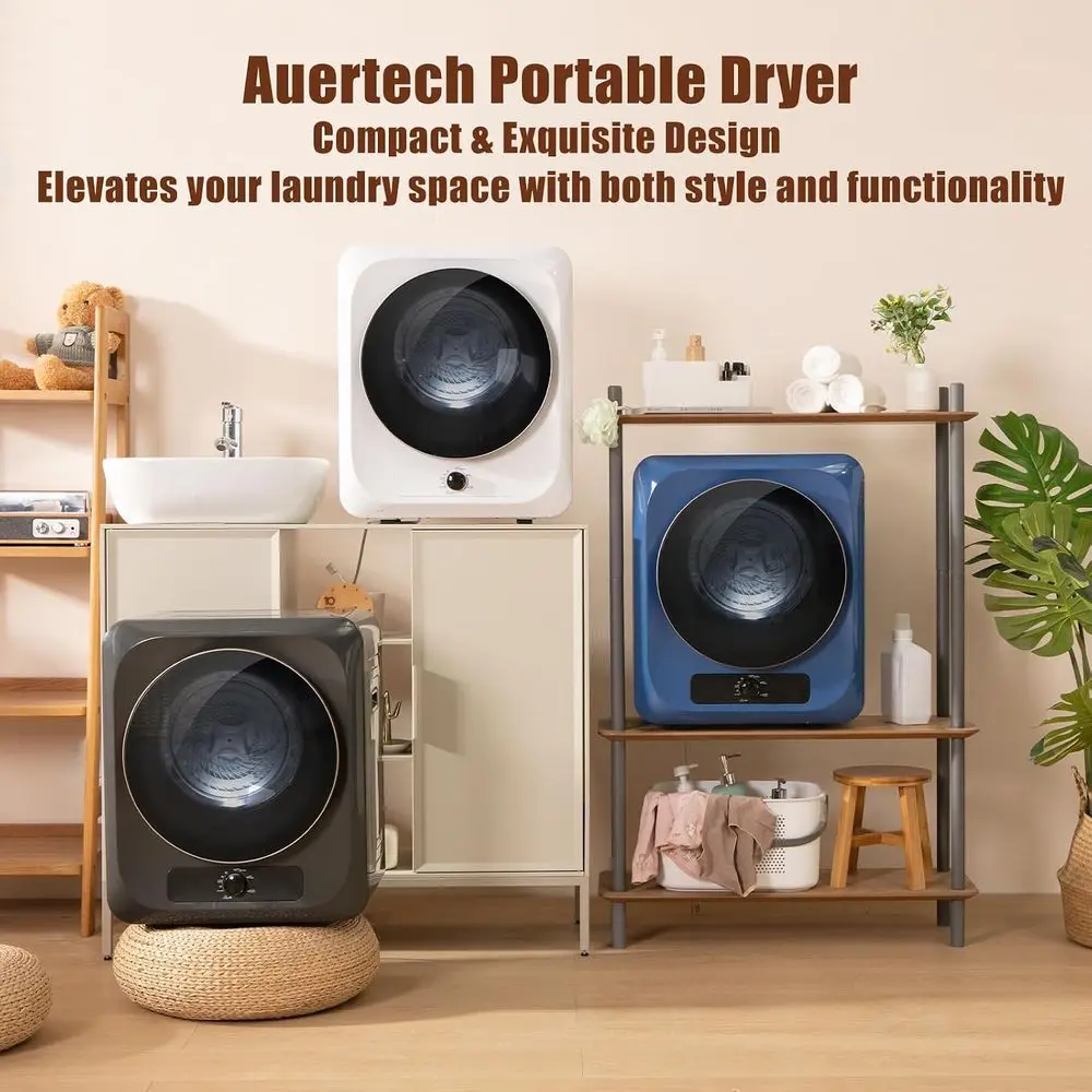 1.5 Cu.t Portable Clothes Dryer, 850 W ront Load Electric Dryer hine with StainlSteel Drum, Simple Control Knob, Compact Tumble