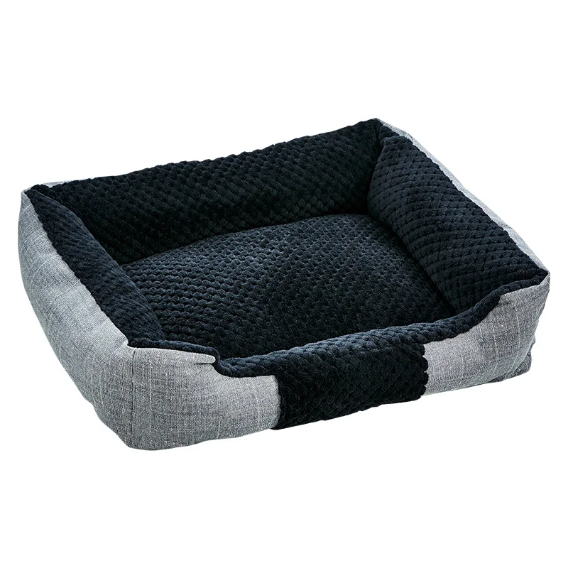 

Black Velvet Dog Mat Soft And Comfortable Puppy Kennel Cozy All-Season Pet Bed Cat Nest Pet Products Sofa For Dogs Cat Cushion