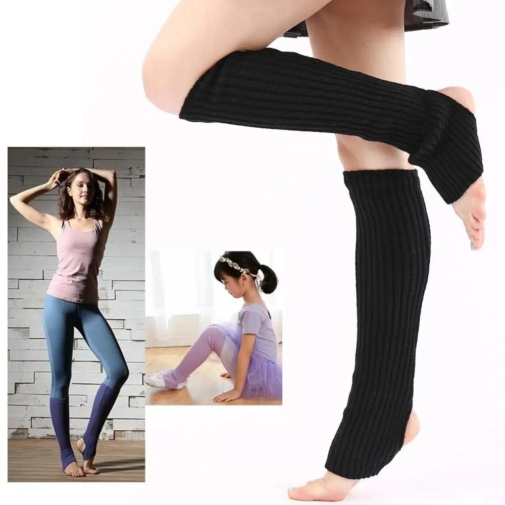 

Стильные однотонные балетные чулки для йоги, теплые вязаные гетры, эластичные балетные носки для тренажерного зала