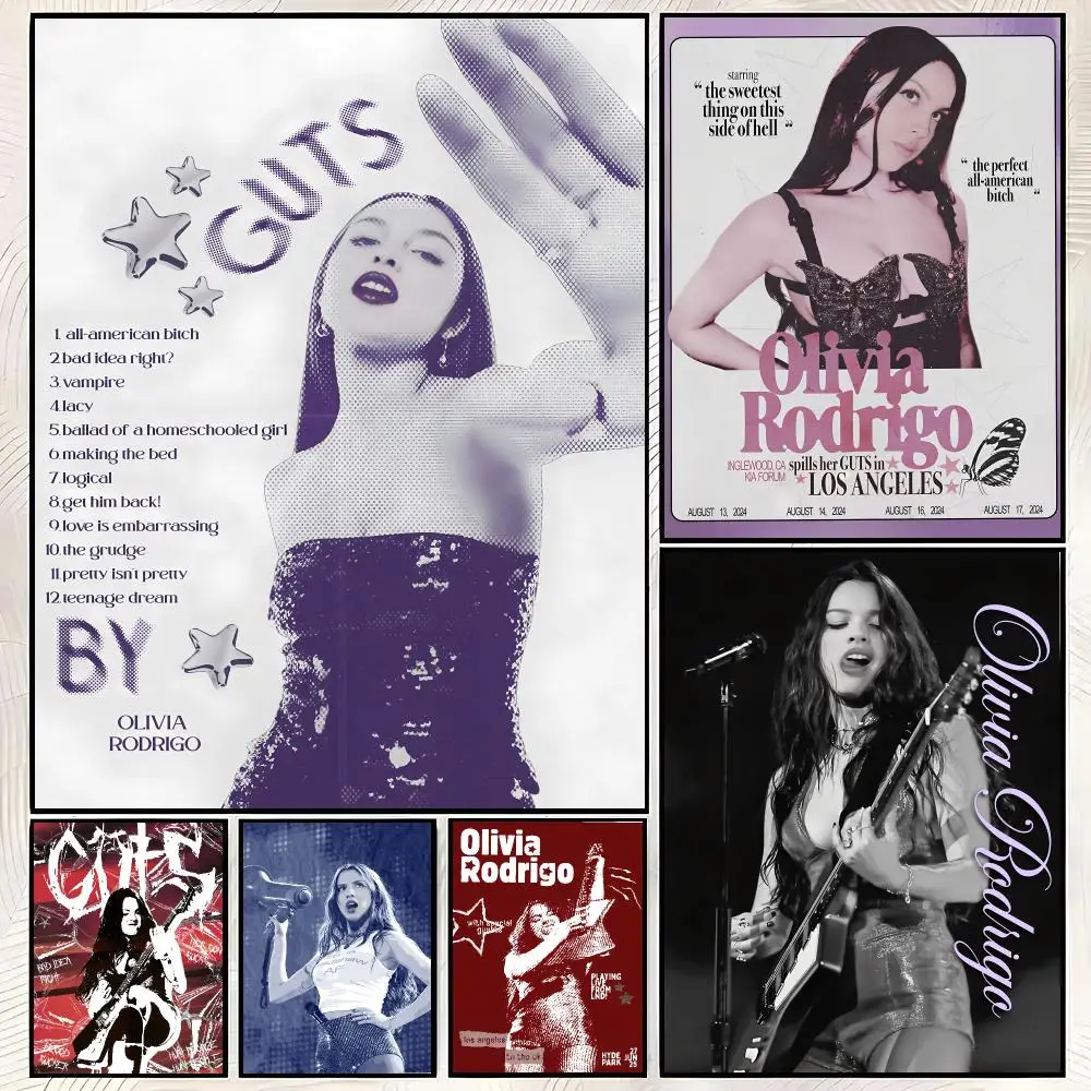 Singer O-Olivia Rodrigo Album Cover Poster Vintage PP Paper Wall Art Home Decor Print for Bedroom Living Room Aesthetic Gift