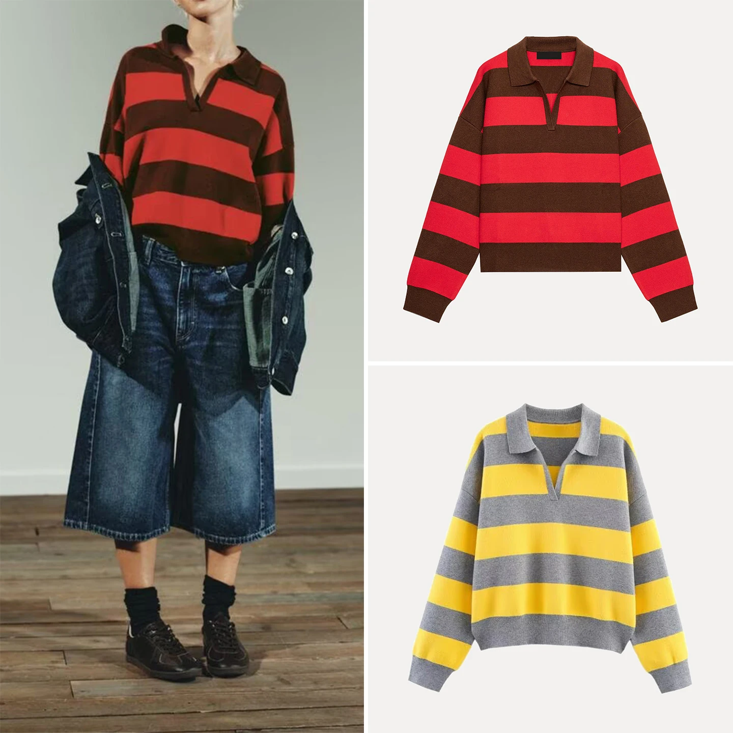 

Z Casual Stripe Ne Knitted Sweater Faionable Women's Leisure Sle Long Sve Knitwear Autumn Seasonal