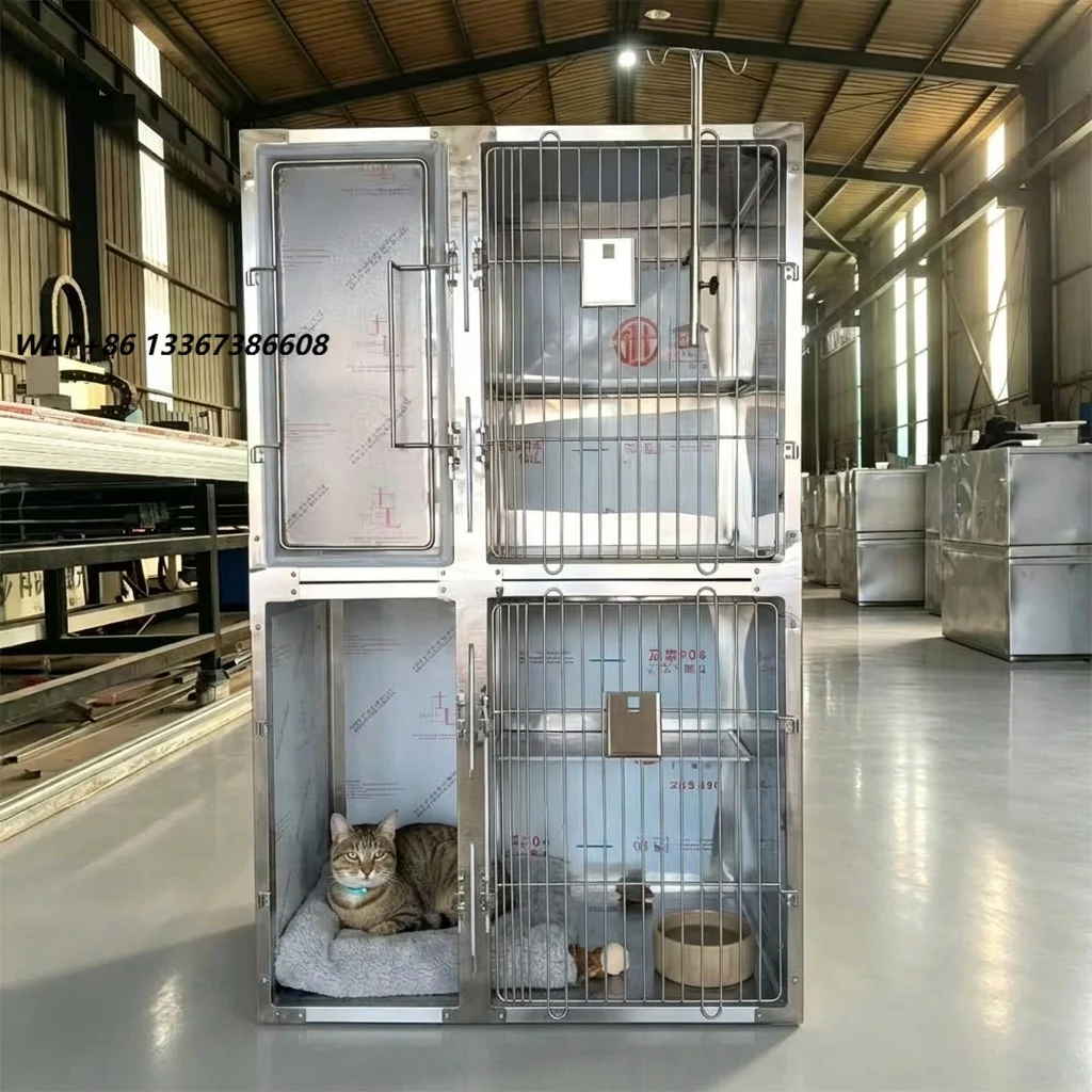 Modular pet dog and cat cage, suitable for animal hospitals and clinics, stainless steel veterinary cage