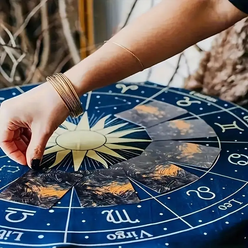 Deep Blue Zodiac Star Chart Tarot Tablecloth Altar Divination Spiritual Cultivation Underworld Desktop Layout