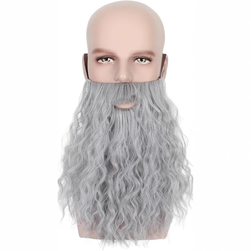 หนวดปลอมยาวสำหรับผู้ชาย ทนความร้อน ทำจากใยสังเคราะห์ สำหรับคอสเพลย์ฮาโลวีน ปาร์ตี้แฟนซี