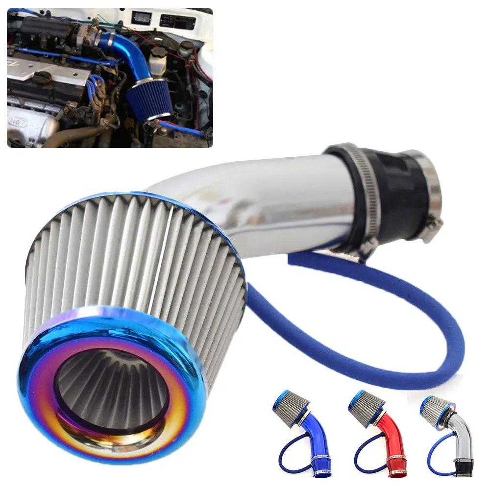 Automotive General Purpose Modified Intake Pipe High Flow Air Filter Kit Stainless Steel