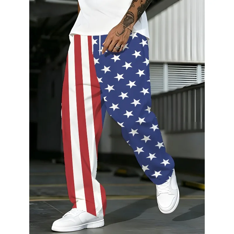 2026 Best-Selling Independence Day Star 3D Print Men's Casual Fashion Pants