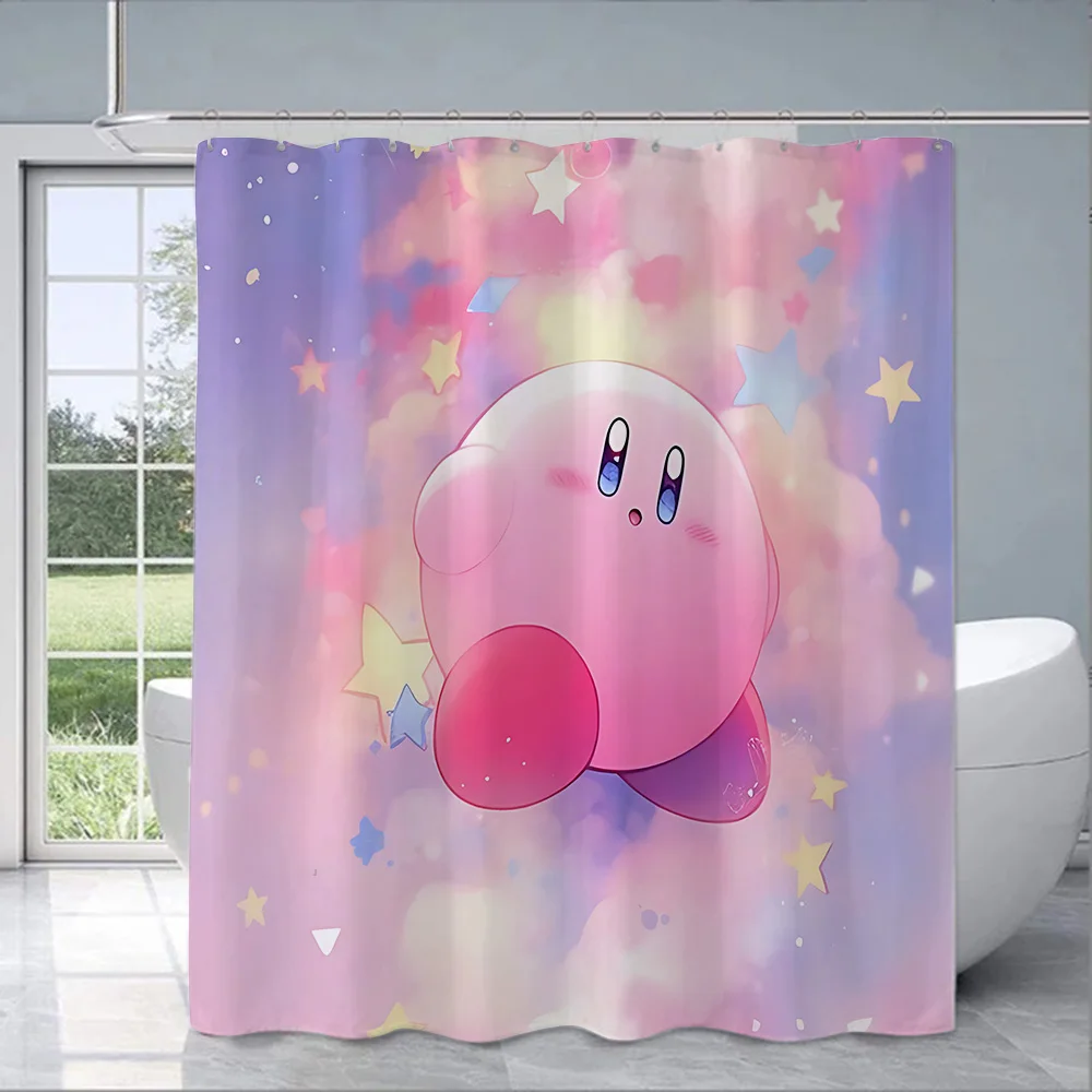 Cute Kirbys Shower Curtain Waterproof Polyester Fabric Paint Colorful Bath Curtains Home Bathroom Decor Curtain With Hook