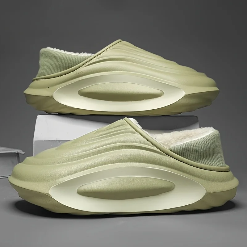 شباشب شتوية سميكة مقاومة للانزلاق مبطنة خفيفة الوزن من مادة EVA للاستخدام الداخلي والخارجي مع بطانة من القماش الناعم