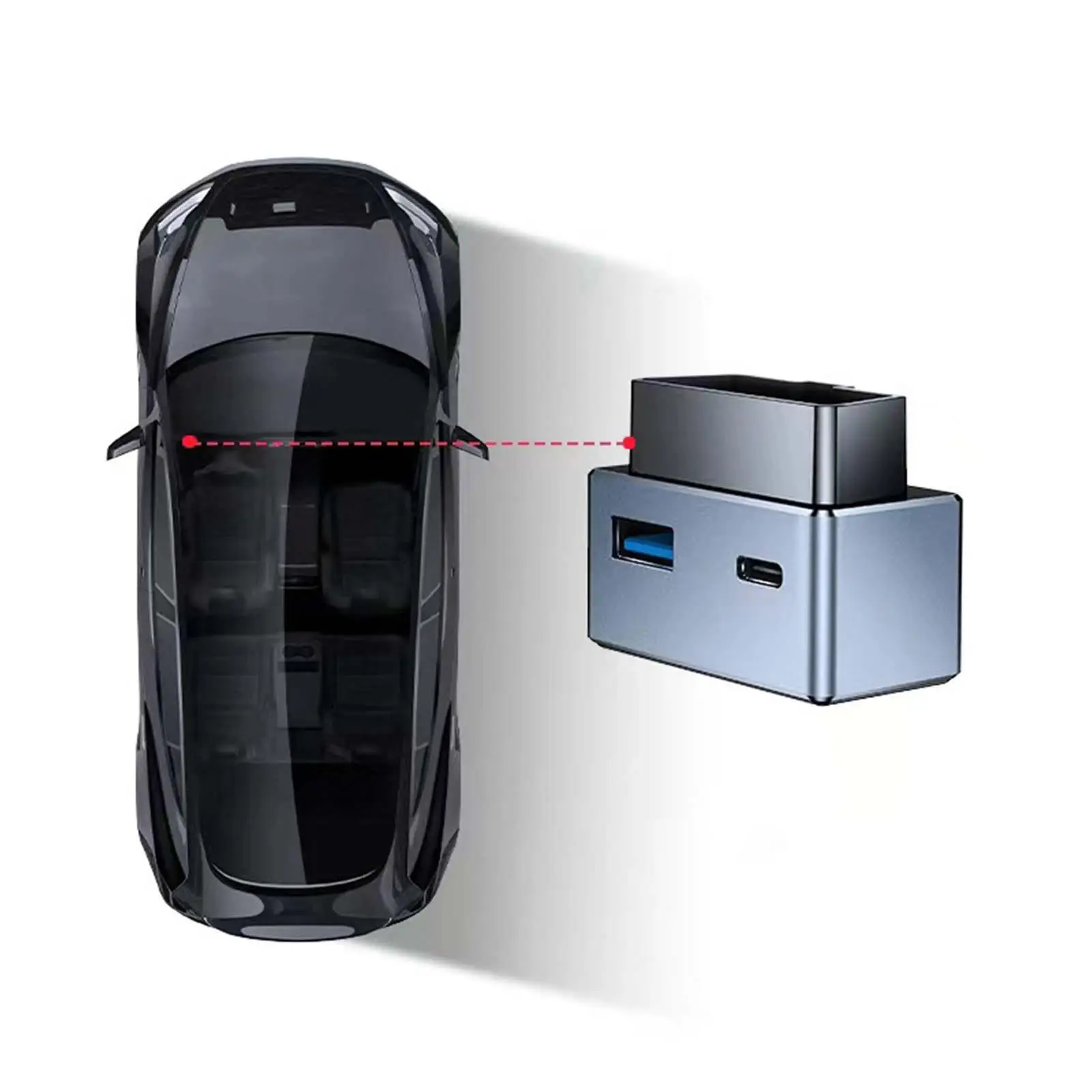 OBD Adapter Dual USB USB C Fast Charger Hidden Plug Extender for Tesla Model 3 Y Car Charging