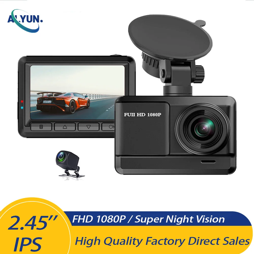 

2.45inch IPS Dual lens Dashcam Car Camera front rear Night Vision Recording Loop Dash Recorder Vehicle Accessories