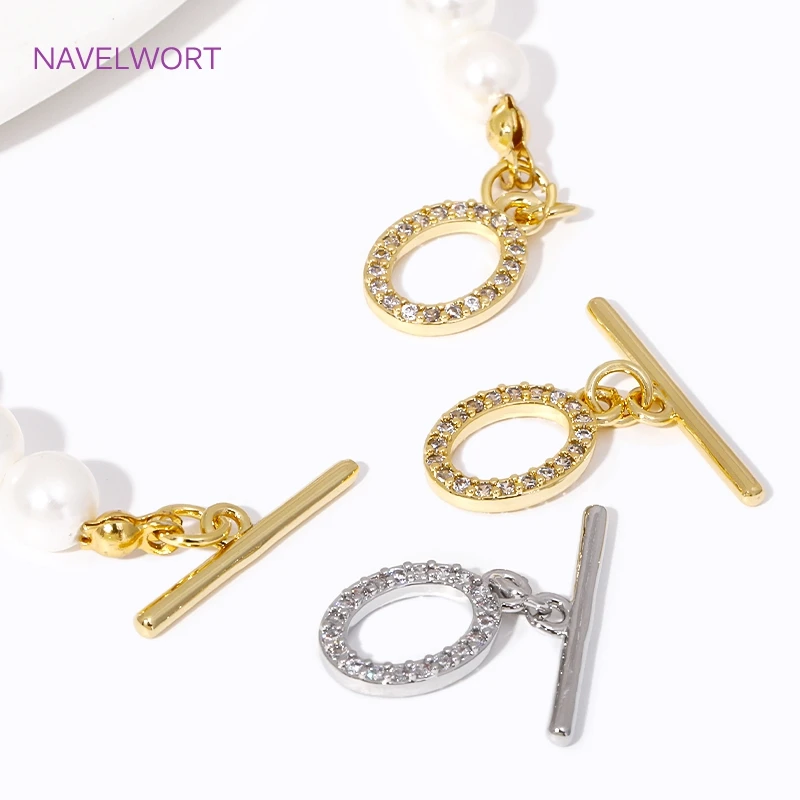 18K Gold Plated Inlaid Zircon Oval OT Clasps Toggle Clasp For Jewelry Making Findings DIY Necklace/Bracelets Making Accessories