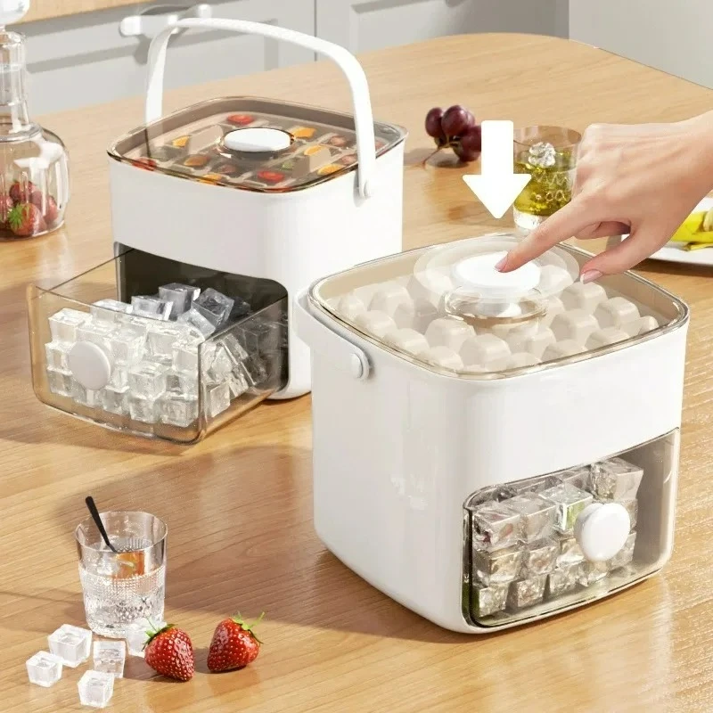 

Customizable Pressing Ice Cube Mold Large Capacity Double-layer Design Ice Storage Container Household Food Grade Box