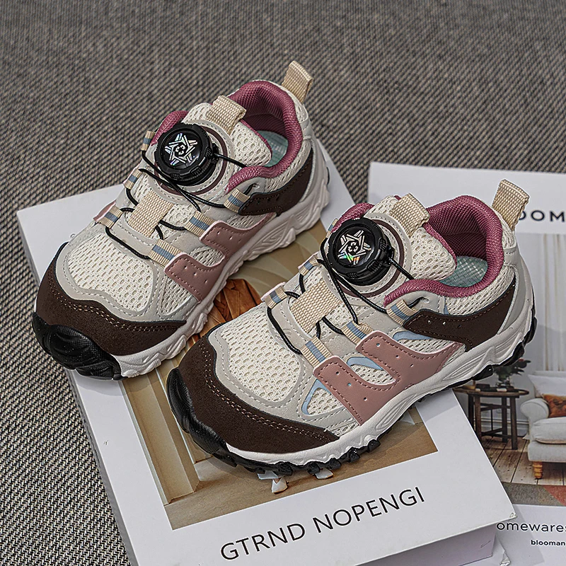 Kinder Outdoor Sneakers mit Drehknopf Kinder Freizeitschuhe Mesh Rutschfest 2026 Neue Jungen Mädchen Wanderschuhe Sportschuhe Weiche Sohle – Detail 12