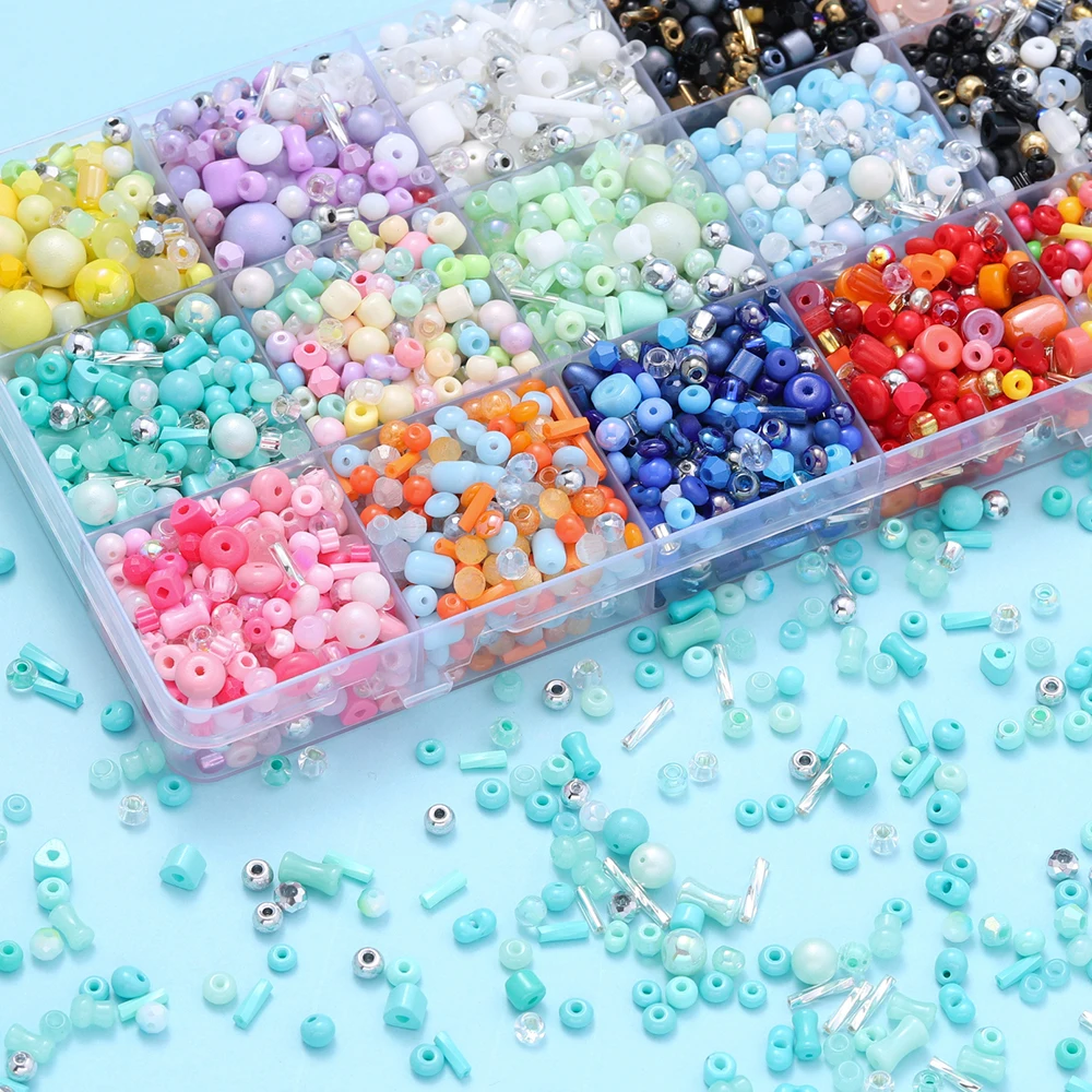10 g gemischte Glas-Rocailles, mehrere Formen, farbige Spacer-lose Perlen für DIY-Halskette, Armband, Schmuckherstellung, Zubehör