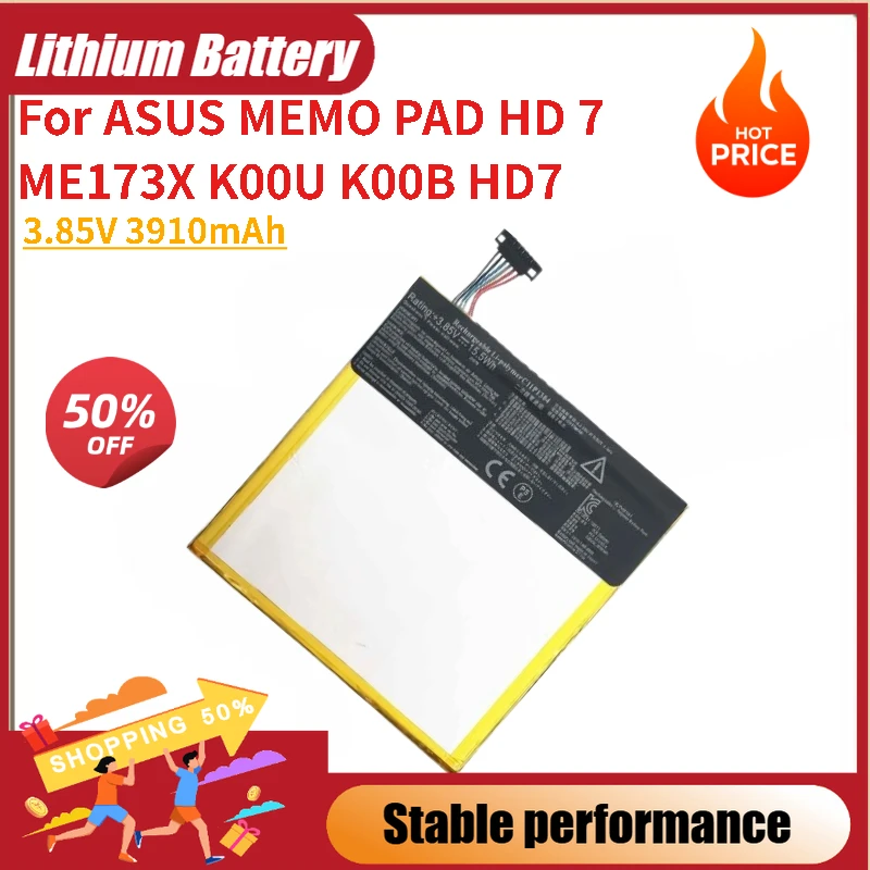 

3.85V 3910mAh C11P1304 battery For ASUS ME173X K00U K00B HD7 MEMO PAD HD 7 Tablets Brand-New High Quality