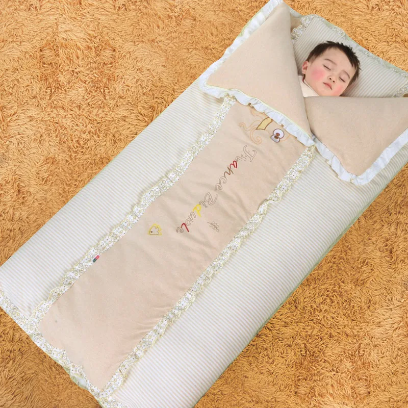 

Baby Autumn and Winter Baby Color Cotton Thickened Warm Extended Sleeping Bag Baby Anti-kick Cute Embroidered Printed Quilt