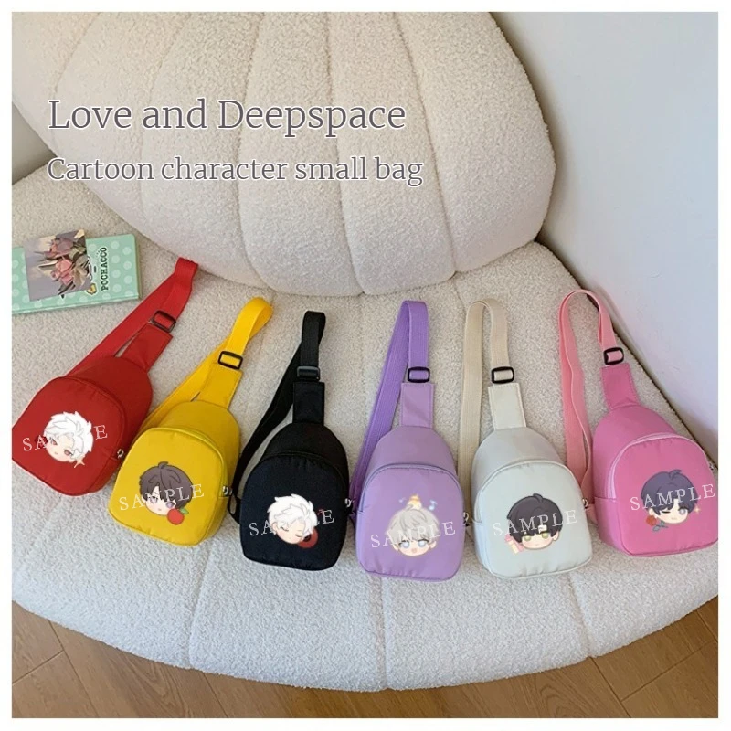 

Children's Crossbody Bag + 58MM Badge Love and Deepspace Anime Emoji Bag Sylus Rafayel Zayne Xavier Caleb Small Item Storage Bag