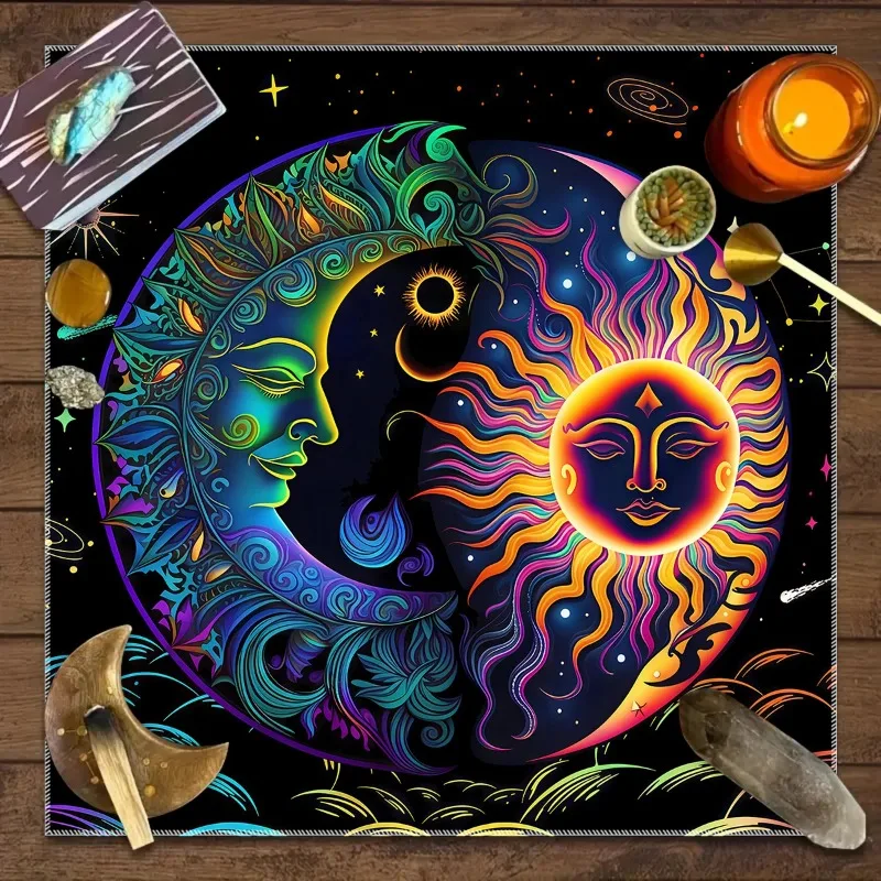 1pc Tarot Card Tablecloth Sun Moon 12 Constellations Starry Sky Tarot Card Array Wallpaper Astrology Game Decoration Wallpaper