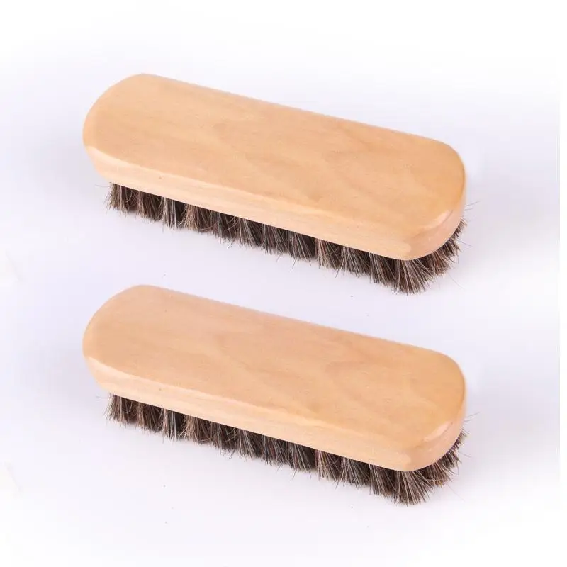 New 1/3Pcs Horse Hair Wood Brush Handle Dashboard Details Polishing And Cleaning Brush Leather Shoe Care And Cleaning Shoe Brush