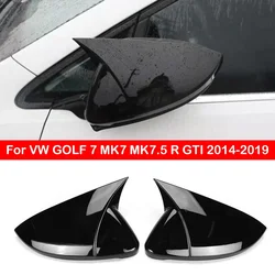 For VW GOLF 7 MK7 MK7.5 R GTI 2014-2019 Car Rearview Side Mirror Cover Horn Wing Cap Exterior Door Rear View Case Trim Sticker