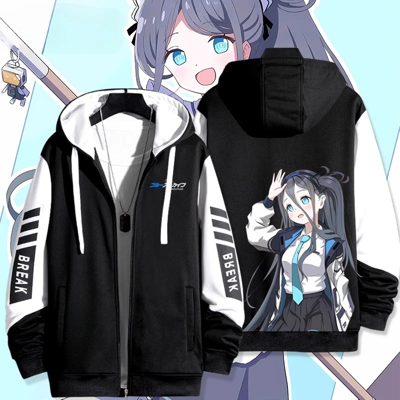 Sudadera con capucha con cremallera y estampado 3D de Anime Blue Archive Alice, sudadera Harajuku para hombres y mujeres, ropa de calle, chaqueta con capucha con cremallera para Cosplay de Hip Hop