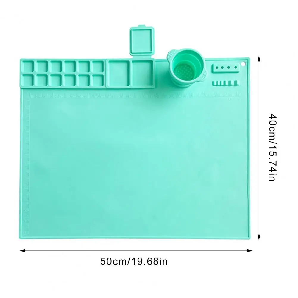 Silicone Craft Mat Heat Resistant Silicone Painting Mat with Collapsible Cup for Artists Heavy Duty Art Mat for Kids for Resin