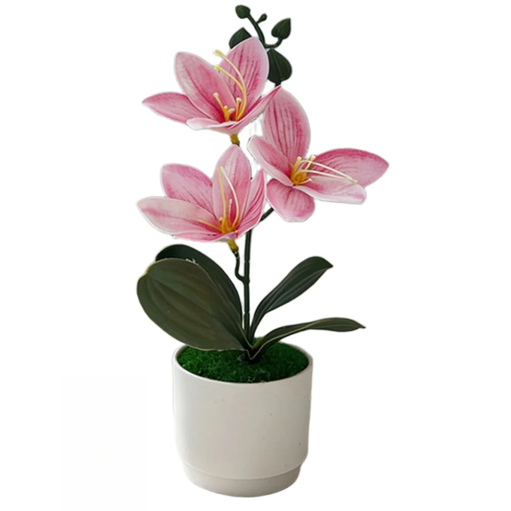 Interior-Grade Orchid Ornament with Silk Flower and Plastic Foliage Resilience for Long-Term Display Integrity