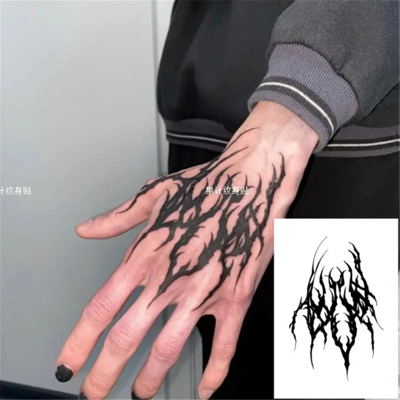 Punk Temporary Tattoo Stickers Man Back of Hand Fake Tattoos Cheap Goods Goth Lasting Tatoo Stickers Festival Art Spider Tatuaje