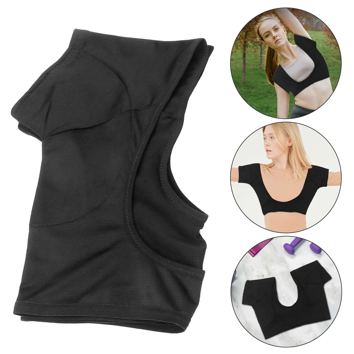 Underarm Sweat Pad Vest Women's Short Sleeve Prevention for Girl Breathable Washable Pads 12 Spandex