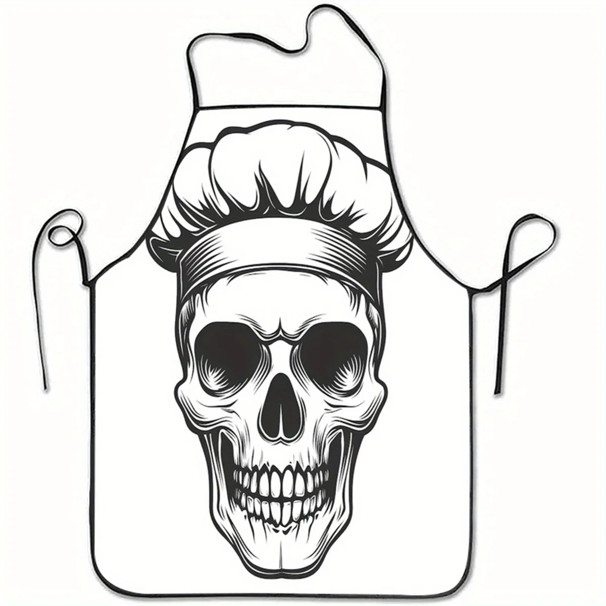 

1 шт. готический фартук с черепом шеф-повара, черно-белый кухонный фартук с дизайном шляпы шеф-повара, легко очищаемый полиэстер для приготовления пищи, выпечки