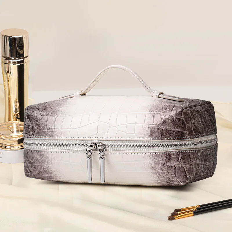 genuine-cowhide-croc-embossed-cosmetic-case-portable-top-handle-makeup-storage-bag-multi-compartment-travel-toiletry-bag