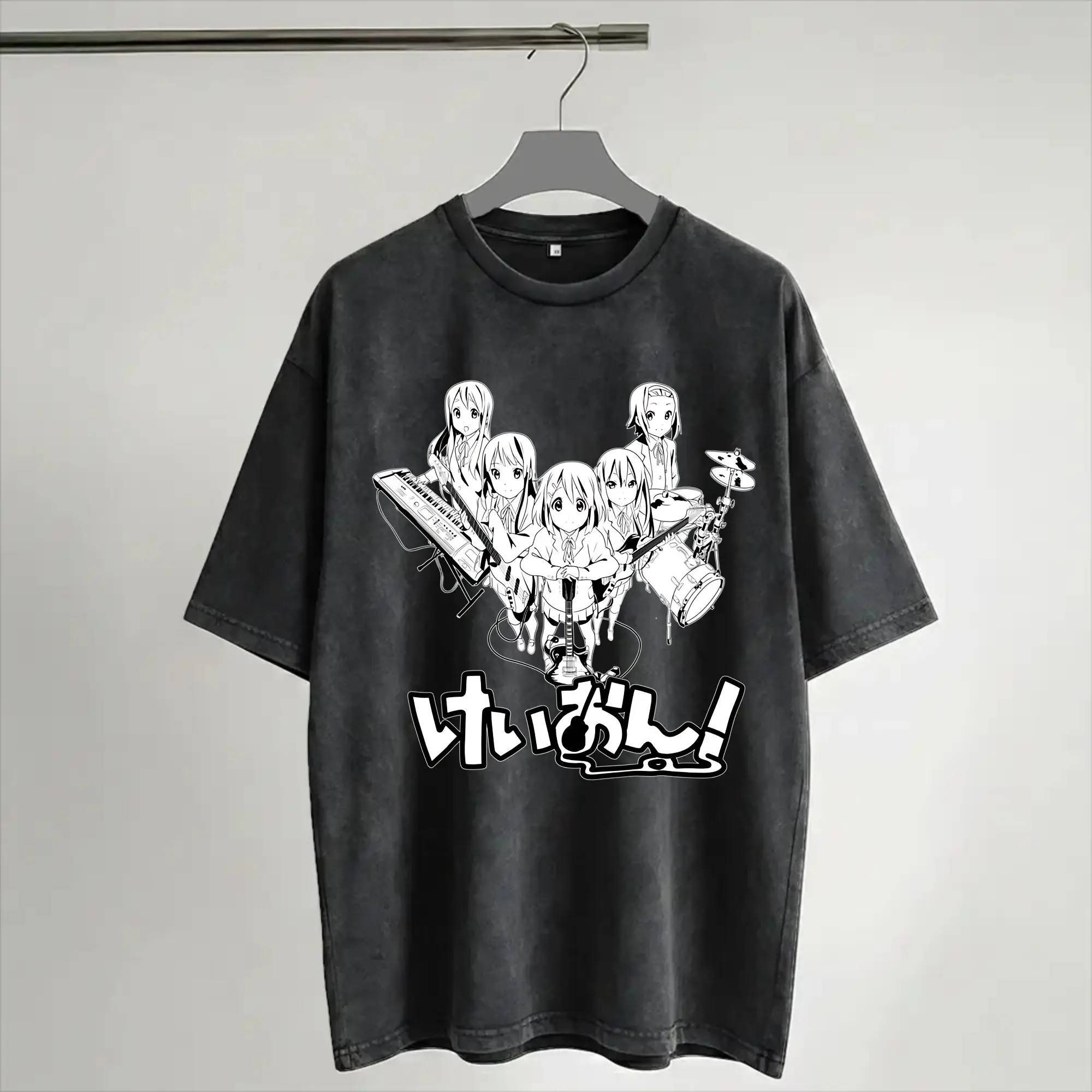 K-On Houkago Tea Time Washed T Shirt Streetwear Hip Hop Vintage T-Shirts  Tees Tops for Men Women Short Sleeve Oversize