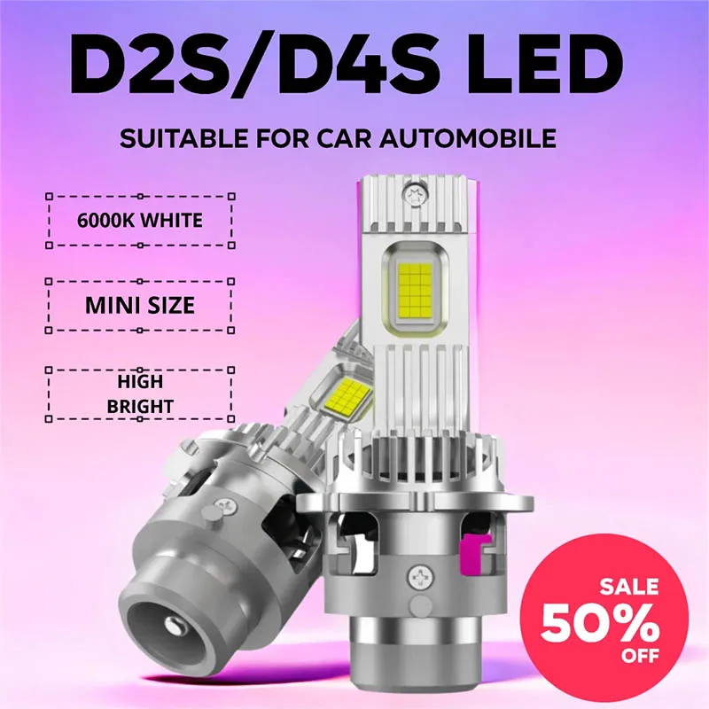 

2 шт. HID для светодиодов D2S D4S 1:1 Лампы для фар D2R D4R 30000LM 120 Вт Двусторонний чип CSP 6000K Супер яркие фары Автомобильные аксессуары