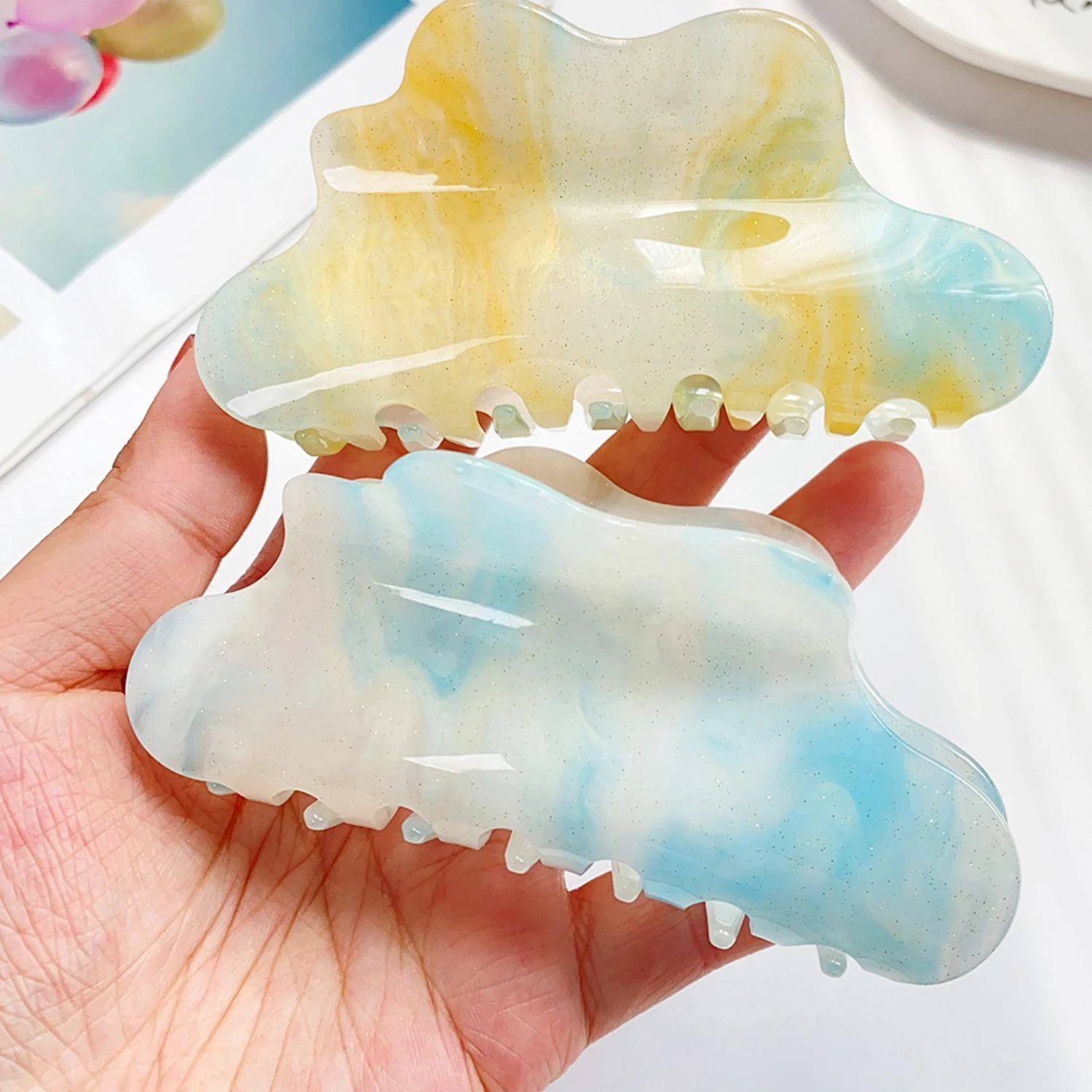 Acrylic 10CM Large Hair Claw Clips For Women Discolored Cloud Shaped Acetate Ponytail Shark Clips Female Hair Accessories