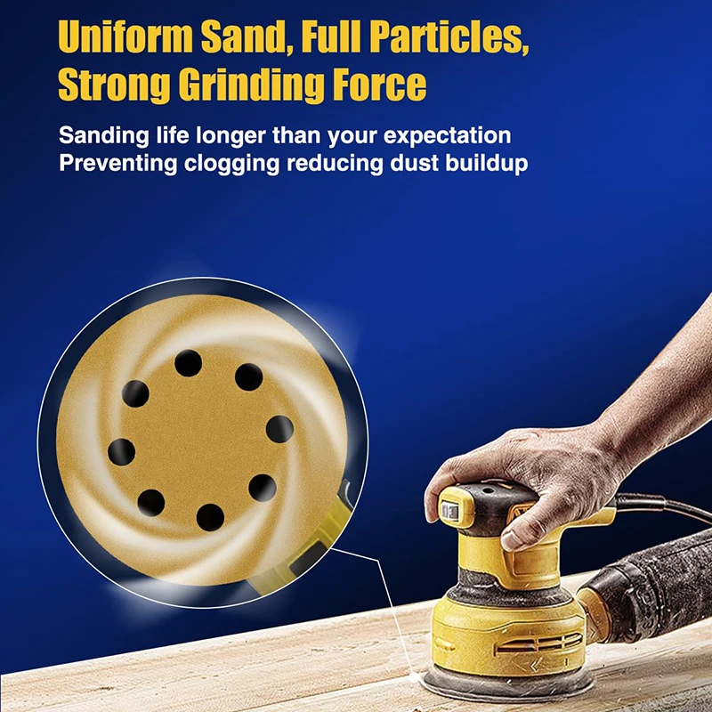 25pcs 5 In 8 Hole Sanding Discs Hook and Loop, 40/60/80/120/150/180/220/320/400/600/800 Assorted Grits Sandpaper for Woodworking